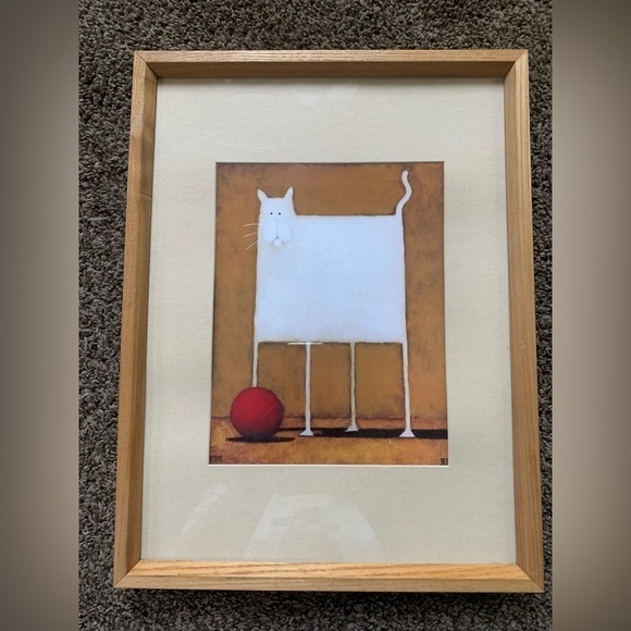 Other - Framed Square Pets "White Cat" by Daniel Kessler